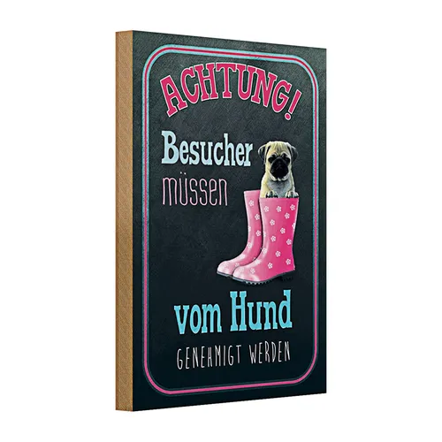 Holzschild Spruch 20x30cm Achtung muss vom Hund genehmigt