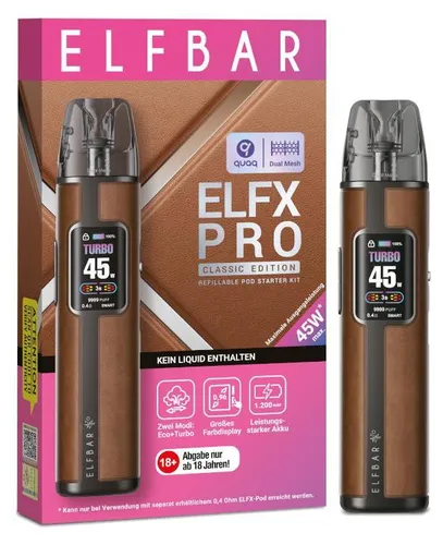 ELFBAR ELFX Pro Systemgerät Braun – 1200 mAh Akkuträger mit Farbdisplay