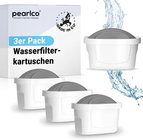 PearlCo Kalk- und Wasserfilter Kartuschen unimax Protect+ Pack 3 - Filter für hartes Wasser, reduziert Kalk und Schadstoffe, sorgt für besseres Aroma in Speisen und Getränken, ideal für eine basische Ernährung mit extra Magnesium.