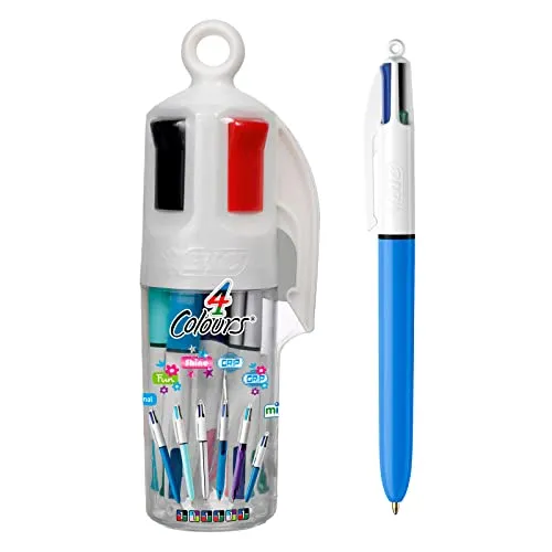 BIC 4 Farben Kugelschreiber Set 4 Colours, 6er Stifte Set Variation in transparentem Stiftebecher, Ideal für das Büro, das Home Office oder die Schule