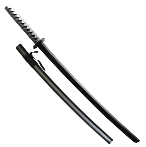 BAY-Sports Holzschwert Set Bokken mit Saya - 100 cm Aikido Bokken schwarz - Kampfsportwaffen - Hochwertiges 2-Teile Set aus TPR-Kunststoff, ideal für sicheres Training im Aikido oder anderen Kampfsportarten.