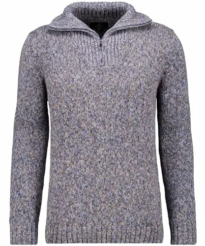RAGMAN Herren Troyer Pullover, Gr. 58, blau - Herren-Pullover mit hoch geschlossenem Troyer-Kragen und Zip, aus 100% superangenehmer Baumwolle, perfekt für Winter-Outfits und höchsten Tragekomfort.