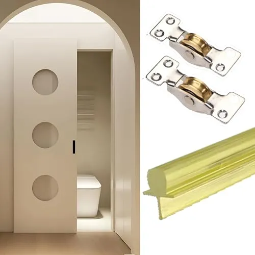 Schiebetürbeschlag Bodenschiene Messing für Scheunentore, Ersatz Untere Schiene Extra Langer Schranktüren 1–4 m, Geräuscharme Schiebetürschiene Reibungslosen Betrieb(2.9m (9.5ft))