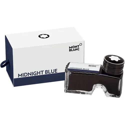 MONTBLANC Tintenglas 60ml in Blau Schwarz - Tintenfässer mit intensiver Flüssigtinte, ideal zum Nachfüllen für Kolben Converter oder Patronen und verleiht Ihrem Schreibtisch ein originelles Aussehen.