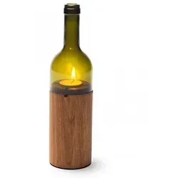 Windlicht WeinLicht Caritas Wendelstein – Designer Jette Scheib - Kerzenständer aus geöltem Eichenholz mit grün-weißem Glas, 28 cm hoch. Ein elegantes Designstück, das Gemütlichkeit in Ihr Zuhause bringt.