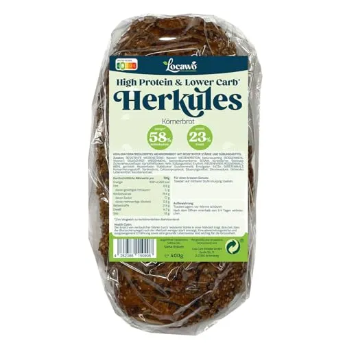 Locawo High Protein & Low Carb Körnerbrot | Eiweißbrot | Voller Weizengeschmack | Vegan | ideal für eine eiweißreiche, kalorien- und zuckerreduzierte Ernährung