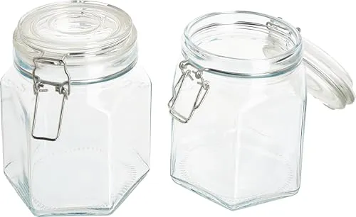 VBS Einmachglas mit Bügelverschluss, 2 Stück, 800 ml, Glasbehälter, Vorratsglas, Aufbewahrungsglas, Deko-Glas, für Marmelade, Kräuter, Lebensmittel, DIY-Projekte