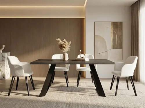 WFL Group Esstisch, Dunkelgrau, Rechteckig 80x76x140 cm - Esstisch aus Holzwerkstoff mit ausziehbarer Tischplatte – ideal für Dinnerpartys oder intime Familienessen. Robuste Metallbeine sorgen für Stabilität und modernes Design. Hergestellt in der EU aus nachhaltigen Materialien.