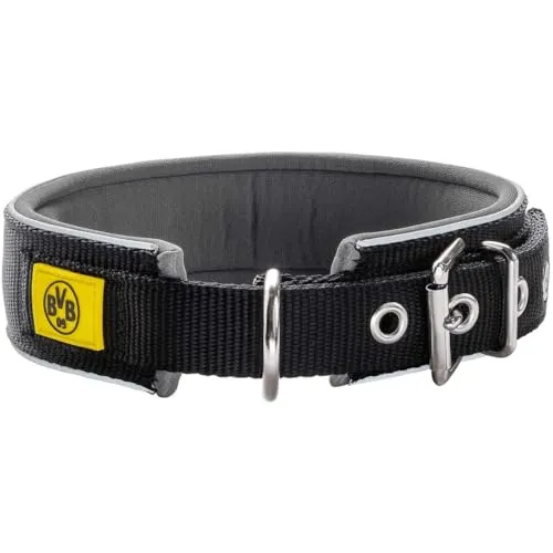 HUNTER NEOPREN REFLECT BVB Hundehalsband, reflektierend, gepolstert, 45, schwarz/gelb