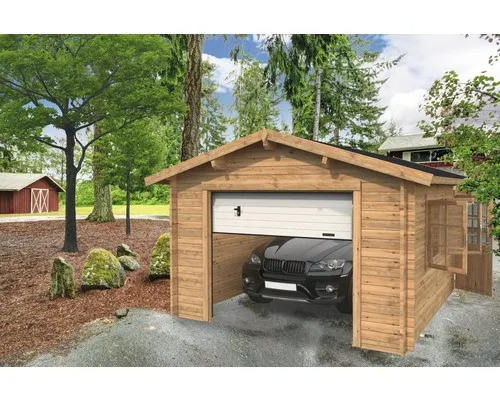 Einzelgarage Palmako Roger 19,0 m² mit Sektionaltor - Gartenhäuser, Geräteschuppen & Carports - Robuste Holzgarage mit Satteldach, ideal für den Schutz Ihres Fahrzeugs und als zusätzlicher Stauraum.