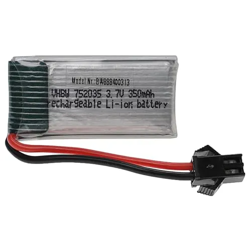 vhbw Akku kompatibel mit SM-2P Stecker für Modellbau z.B. Racing Car, Helikopter, Flugzeug (350mAh, 3,7V, Li-Polymer, 37 x 19 x 8 mm)