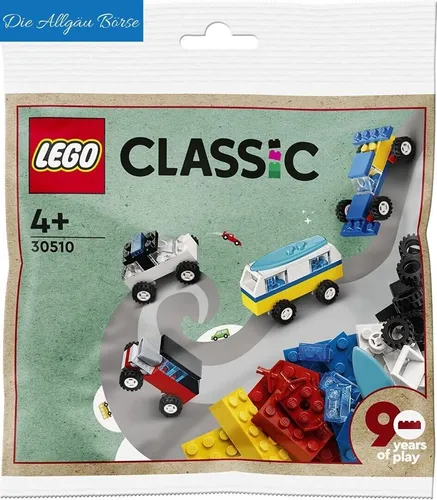 Lego Classic 30510 - 90 Jahre Spielspaß Auto Set - LEGO Classic Set (30510) für Kinder ab 4 Jahren, bietet kreativen Spielspaß mit Fahrzeugen im praktischen Polybag. Ideal zum Fördern der Fantasie und Motorik!