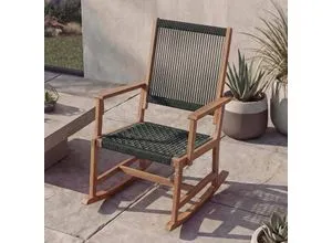 MCW Schaukelstuhl Dunkelgrau aus Akazienholz, 65x102x92 cm - Eleganter Schaukelstuhl für Garten und Innenbereich, gefertigt aus robustem Akazienholz. Mit sanfter Schaukelfunktion und elastischem Seilgeflecht für hohen Sitzkomfort. Pflegeleicht und langlebig – ideal für entspannte Stunden im Freien.
