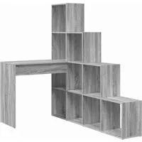 vidaXL Eckschreibtisch mit Regal Grau Sonoma - Kinderschreibtisch mit großzügigem Stauraum und anpassbarer Montage für flexibles Arbeiten, ideal für kleine Räume und eine organisierte Arbeitsumgebung.