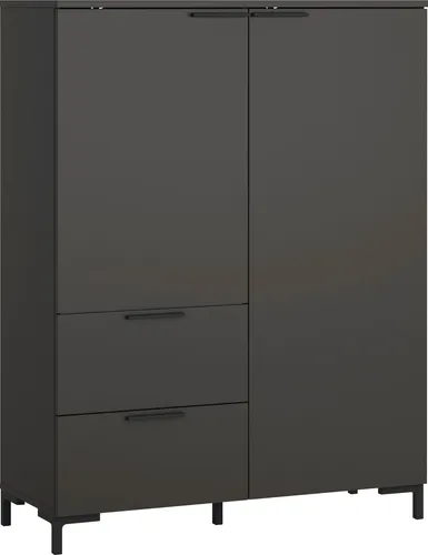 INOSIGN Kommode Alternative, Höhe 132 cm, Kosmos Anthrazit - Schubladenkommode mit 2 Schubladen und 5 Fächern, variabel einsetzbare Einlegeböden, pflegeleicht und ideal für ein modernes Zuhause.