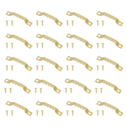 Bildaufhänger, Bildaufhänger Sägezahn, Hängehaken für Bilderrahmen, Aufhänger für Holzrahmen, 20 Stück mit Schrauben