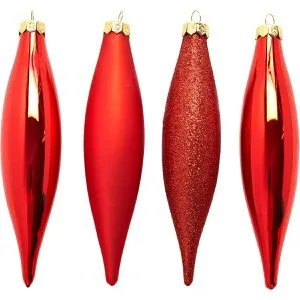 Heitmann-Deco Weihnachtsbaumschmuck 1008649 Oliven, rot, 15 cm, Ornamente aus Glas, 4 Stück