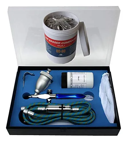 Andreas Dell Sandstrahlpistole Air Eraser Set BD 178 Airbrush Pistole 1150g Sandstrahlmittel