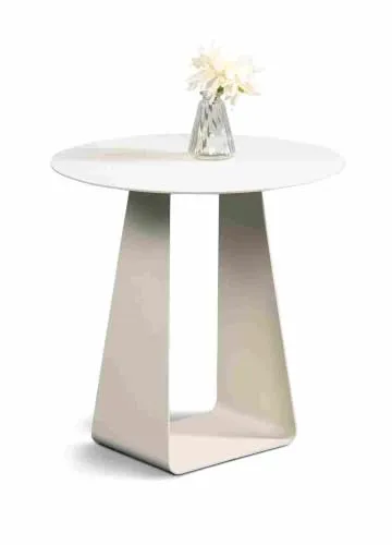 Xora Beistelltisch, Creme, Rund, U-Form - Stylischer Beistelltisch in Creme, ideal für kleine Räume. Mit U-förmigem Fuß und 45 cm Durchmesser bietet er Platz für Deko und mehr.