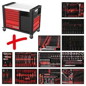 KS-Tools Werkzeugwagen PERFORMANCEplus 835.12549, 549-teilig, rot, 12 Schubladen, mit Werkzeug