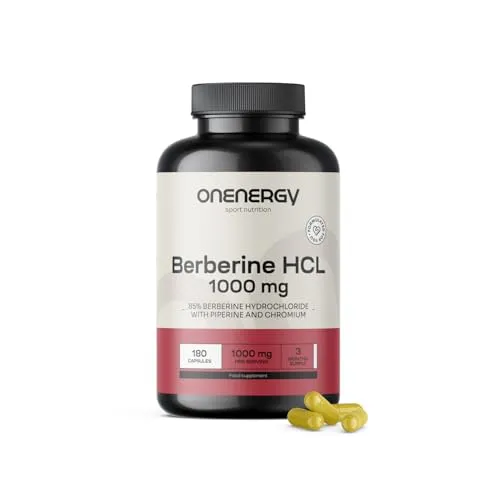 OnEnergy Berberin HCL 1000 mg – 180 Pflanzliche Kapseln mit Piperin und Chrom