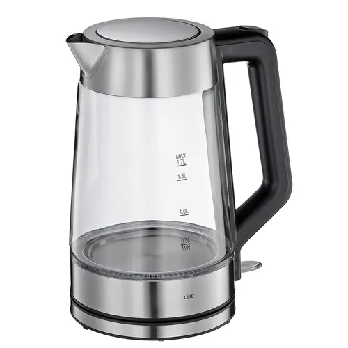 Cilio Glas-Wasserkocher Classic Vesuvio - Eleganter Wasserkocher aus Glas, ideal für stilvolles Teekochen und schnelles Erhitzen von Wasser mit einer praktischen Warmhaltefunktion.