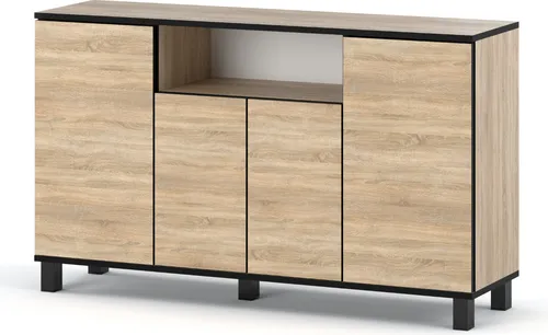 Skandinavische Kommode Sideboard Holz 140x80x35 für Wohnzimmer, Flur oder als Kommode Schlafzimmer - Minimalistisches Design - Qualität Sonoma Eiche