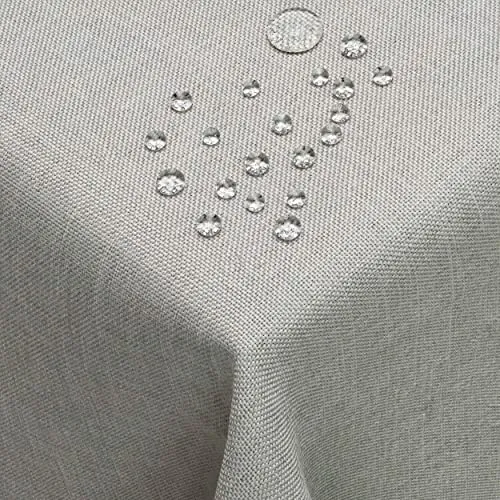 DecoHomeTextil Leinen Optik Tischdecke, Rechteckig 160 x 220 cm Hellgrau, wasserabweisend, fleckenabweisend, abwaschbar, Lotuseffekt, bügelfrei