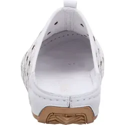 Gemini Damen Clog Lederschuh - Florales Design in Weiß, Größe 40 EU - Pantoletten aus hochwertigem Leder mit rutschfester Sohle für sicheren Halt. Bequemes Fußbett und flexibles Design machen sie ideal für den Alltag.
