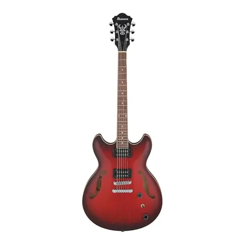 Ibanez Artcore AS53-SRF Sunburst Red Flat - Halbakustik Gitarre - Halbakustische E-Gitarre mit Lindenkorpus und Walnussgriffbrett, ideal für vielseitige Musikstile und ein warmes Klangbild.