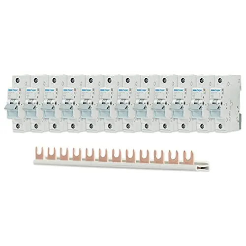 Hager Set 12x LS-Schalter MBN116 1-polig 16A+ 1x Phasenschiene KDN163A