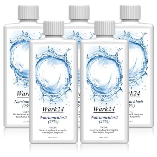 Wark24 Natriumchlorit 25% 5 x 500ml, hochreine Lösung zur Herstellung von Chlordioxid, NaClO₂, aus deutscher Produktion für chemische Anwendungen