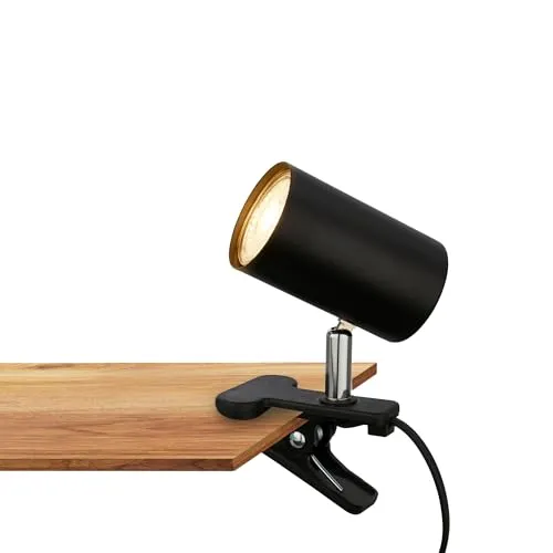 BRILONER Schreibtischlampe mit Kabelschalter – schwenkbar und flexibel - Elegante Klemmleuchte in Schwarz für zielgerichtete Beleuchtung. Schwenkbar und drehbar für individuelle Lichtakzente. Kompakt und ideal für Tische oder Regale.