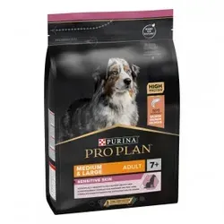 Pro Plan Medium & Large Adult 7+ Sensitive Skin mit Lachs Hundefutter 3 kg - Hundefutter für empfindliche Haut, speziell für Hunde ab 7 Jahren, mit schmackhaftem Lachs für eine gesunde Ernährung.