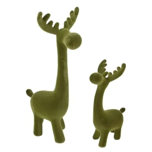 MACOSA VM10712_13 Deko Rentier 2er Set stehend Grün 27 cm Weihnachtsdeko Dekofigur Dekorentier Weihnachtsdeko Weihnachten Winterdekoration (Grün)