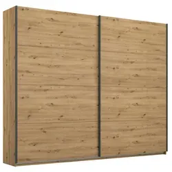 Schwebetürenschrank Artisan Eiche 226 cm - 2 Türen - Kleiderschrank in Artisan Eiche Nachbildung, bietet 2 Kleiderstangen und 2 Wäscheböden für optimalen Stauraum. Ideal für stilvolle Schlafzimmer!
