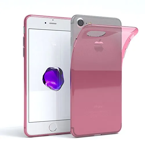 EAZY CASE Hülle kompatibel mit iPhone SE (2022/2020) / iPhone 8/7 Schutzhülle Silikon, Ultra dünn, Slimcover, Handyhülle, Silikonhülle, Backcover, Durchsichtig, Klar Rosa