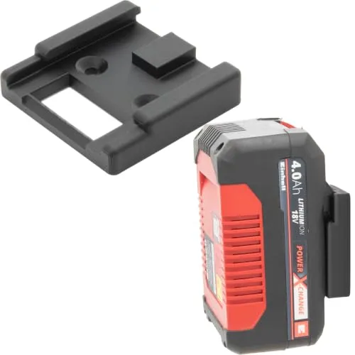 TSB Werk Akkuhalter kompatibel mit Einhell Power X-Change 18V 4 Stk | Kompakter Wandhalter für 18V Werkzeugakkus mit fünf Befestigungsöffnungen, Maße 6 × 5,8 × 1,8 cm, Schwarz