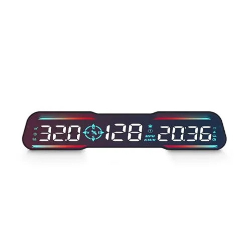 Car HUD Head Up Display, AMROOLOO Car HUD, Newly Developed Speedometer, Display Speed, Time, etc. MPH and KM/H, with Speed Alarm and Fatigue Warning, Suitable for All