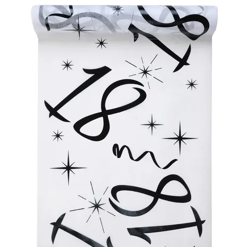 Tischläufer 18. Geburtstag Vlies Dekostoff 30 cm x 5 m in weiß von Santex