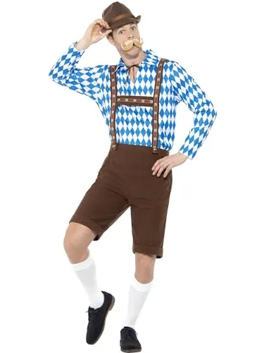 Smiffys Bayerisches Bier-Kostüm - Kostüm-Outfits für Erwachsene, inklusive Hemd & Lederhosen, ideal für Oktoberfestfeiern und garantiert ein echter Hingucker!
