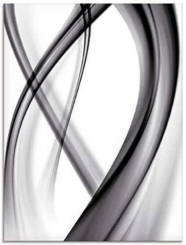 ARTland Wanddeko Glasbilder Wandbild Glas Bild einteilig 60x80 cm Hochformat Moderne Kunst Abstrakt Modern Rauch Welle Schwarz Weiß S7KQ