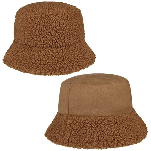 Seeberger Teddy Fur Wendehut Bucket Hat Fischerhut Kunstfellhut Damenhut Stoffhut Damen - Winter Herbst-Winter - One Size braun