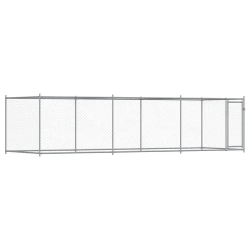 vidaXL Hundezwinger mit Tür Grau 6x2x1,5 m aus verzinktem Stahl