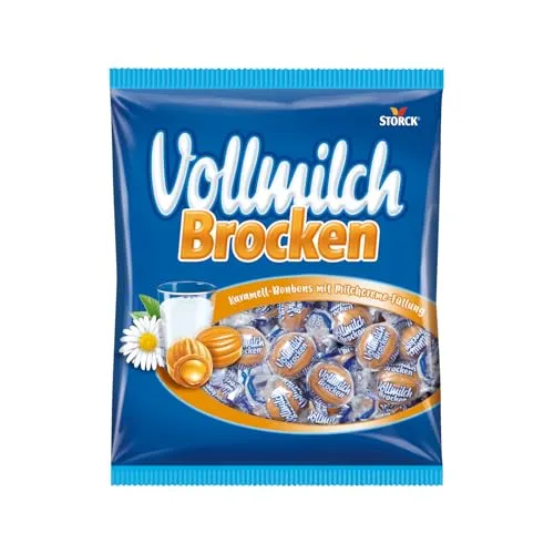 Vollmilch Brocken – 1 x 325g Karamellbonbons mit Milchcreme-Füllung - Sortimentpackungen für Pralinen: Genussvolle Karamellbonbons mit cremiger Vollmilch-Füllung, perfekt für unterwegs und zum Teilen.
