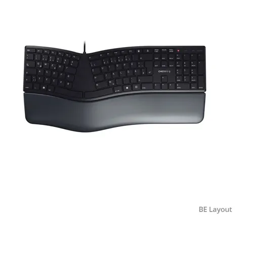 CHERRY KC 4500 ERGO: Ergonomische Tastatur mit Handballenauflage - PC-Gamecontroller mit geschwungenem Tastenfeld und Memory-Schaum-Handballenauflage: Unterstützt eine natürliche Körperhaltung und fördert ermüdungsfreies Tippen.