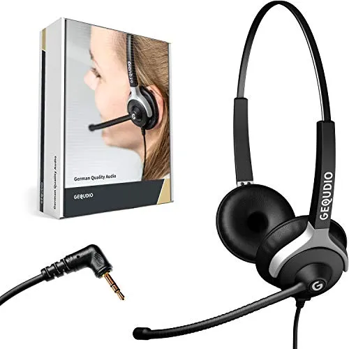 GEQUDIO Headset mit 2,5mm Klinke für Gigaset & Panasonic - Leichtes 80g Headset mit hervorragendem Tragekomfort für lange Nutzung, ideal für Büro und Home Office. Genießen Sie beste Sprachqualität ohne Strahlenbelastung.