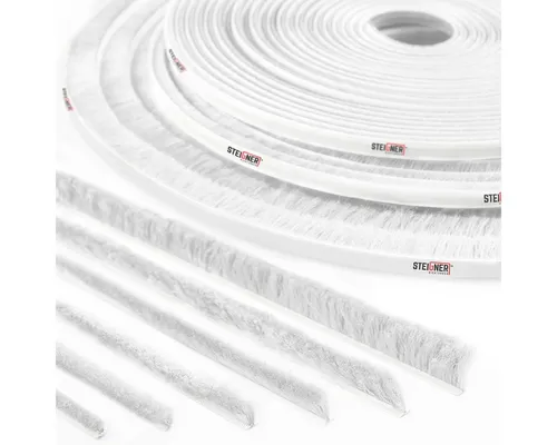 STEIGNER Duschdichtung Bürstendichtung selbstklebend 4mm Bürstenhöhe Türdichtung 5m Länge, L: 500 cm