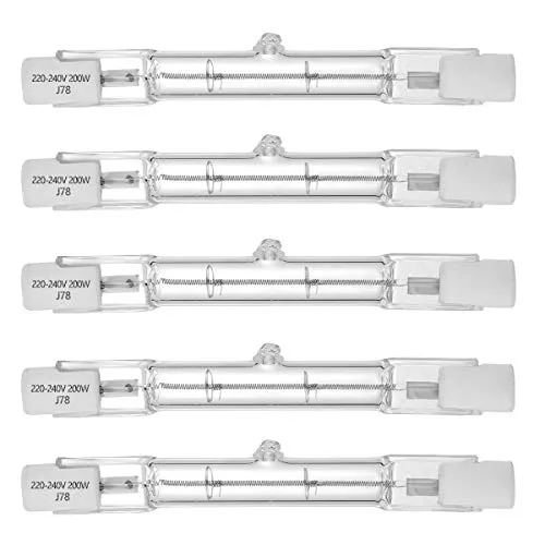 Halogenlampe R7S 78mm T3 200W 2000lm Warmweiß 2700K J Typ Lineare doppelendige Flutlichtlampe 360º Abstrahlwinkel 230V für Arbeit, Sicherheit, Landschaftsbeleuchtung (5er Pack)