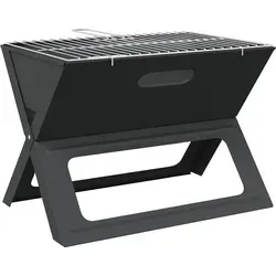 vidaXL Tragbarer Kohlegrill mit Chromgriff - Mittelgroßer Kohlegrill aus hitzebeständigem Kohlenstoffstahl, perfekt für Outdoor-Aktivitäten und sorgt für den echten rauchigen Geschmack beim Grillen.